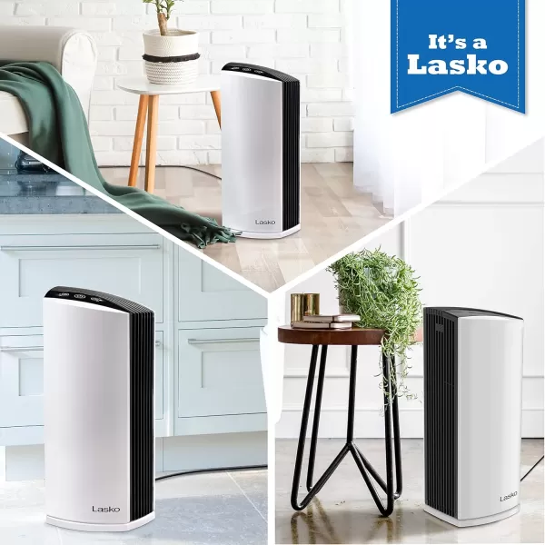 Lasko LP200 HEPA Desktop Air Purifier with Timer for a Cleaner,Fresher Home Environment –2-Stage Filtration Removes Smoke, Odors, Pet Dander, Virus Sized Particles,Pollen, 14.75" x 7.3” x 10.3”, White