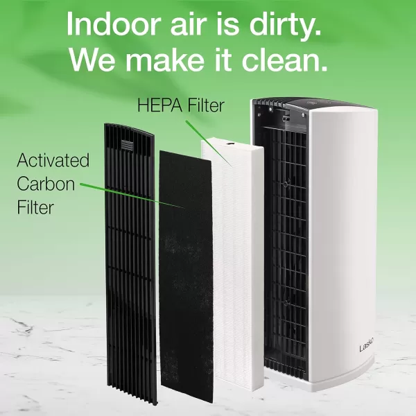 Lasko LP200 HEPA Desktop Air Purifier with Timer for a Cleaner,Fresher Home Environment –2-Stage Filtration Removes Smoke, Odors, Pet Dander, Virus Sized Particles,Pollen, 14.75" x 7.3” x 10.3”, White