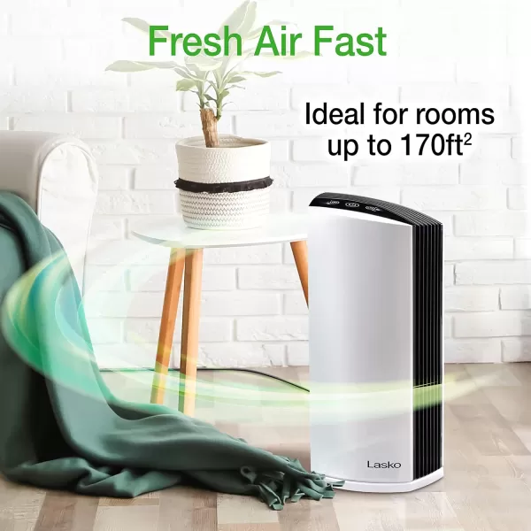 Lasko LP200 HEPA Desktop Air Purifier with Timer for a Cleaner,Fresher Home Environment –2-Stage Filtration Removes Smoke, Odors, Pet Dander, Virus Sized Particles,Pollen, 14.75" x 7.3” x 10.3”, White