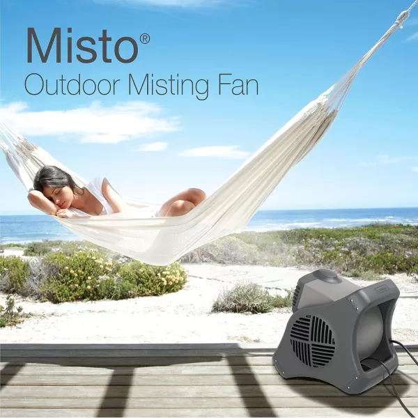 Lasko Misto Outdoor Misting Blower Fan, Ideal for Sports, Camping, Decks &amp; Patios, 3 Speeds, 15", Black, 7050
