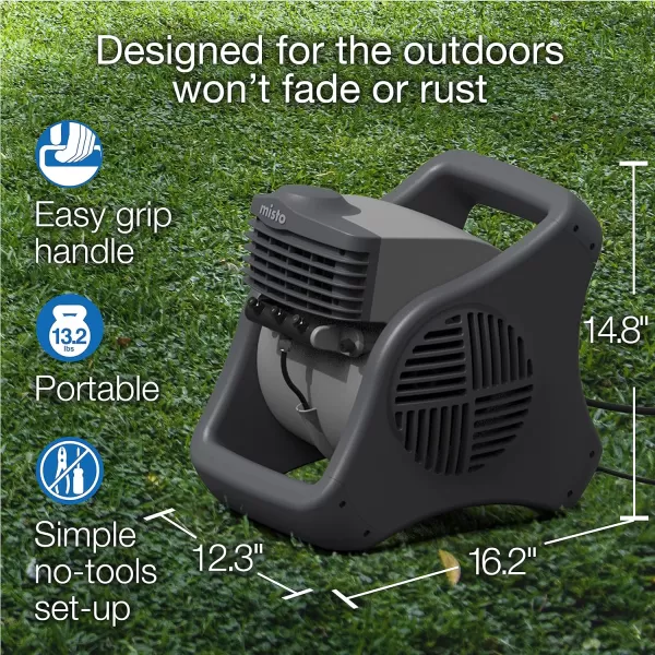 Lasko Misto Outdoor Misting Blower Fan, Ideal for Sports, Camping, Decks &amp; Patios, 3 Speeds, 15", Black, 7050