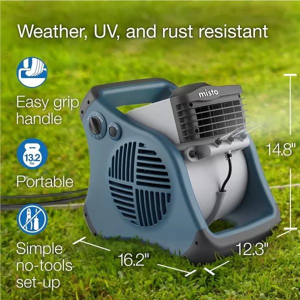 Lasko Misto Outdoor Misting Blower Fan, Ideal for Sports, Camping, Decks &amp; Patios, 3 Speeds, 15", Blue, 7054