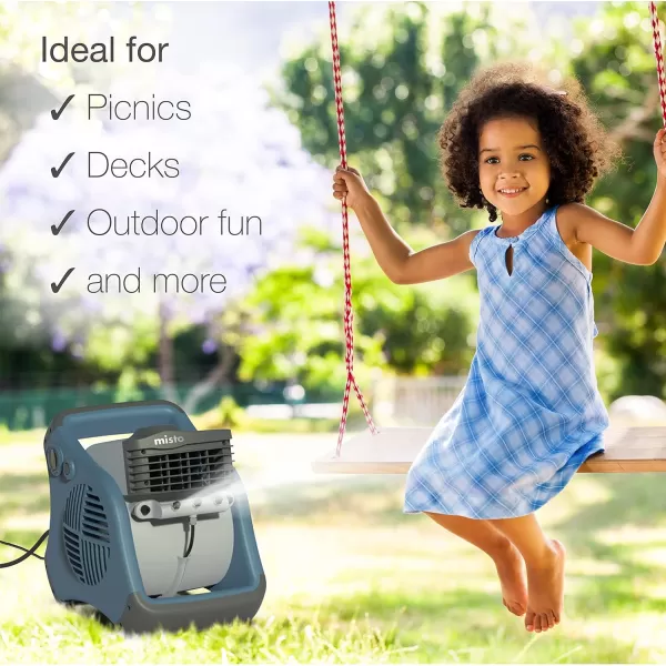 Lasko Misto Outdoor Misting Blower Fan, Ideal for Sports, Camping, Decks &amp; Patios, 3 Speeds, 15", Blue, 7054