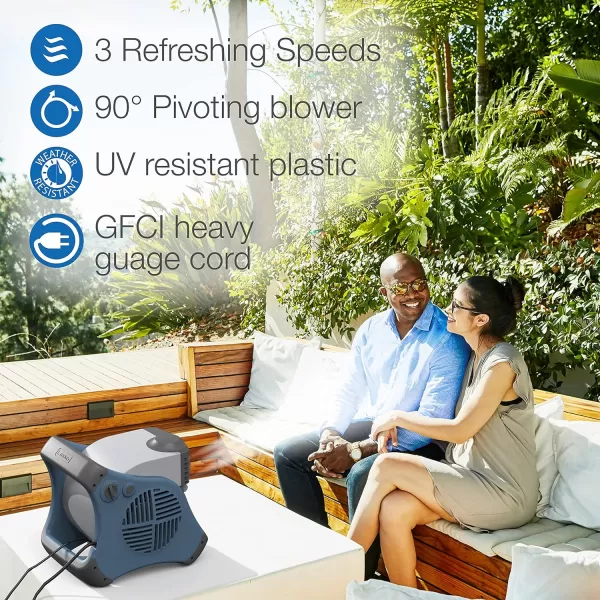 Lasko Misto Outdoor Misting Blower Fan, Ideal for Sports, Camping, Decks &amp; Patios, 3 Speeds, 15", Blue, 7054