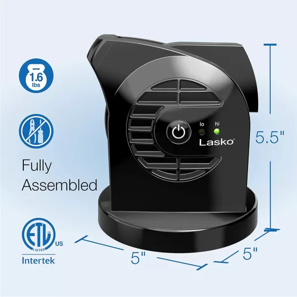 Lasko MyCool D300 Mini USB Desk Fan with 40in. USB Cable and Bonus AC Adapter – Small Quiet Portable Personal 2-Speed Fans for Staying Cool at Home, Work, Office, Dorm, Car, and Travel, White
