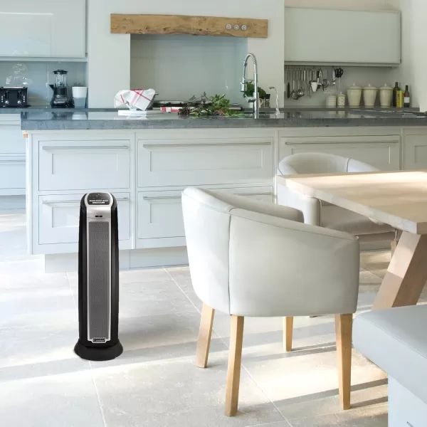 Lasko Oscillating Ceramic Tower Space Heater for Home with Overheat Protection, Timer, 22.5 Inches, Silver, 1500W, 5775, 7.5″L x 7.1″W x 22.75″H
