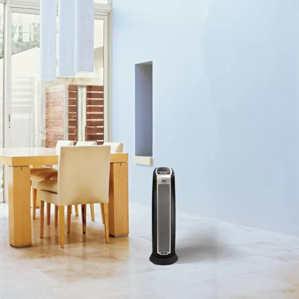 Lasko Oscillating Ceramic Tower Space Heater for Home with Overheat Protection, Timer, 22.5 Inches, Silver, 1500W, 5775, 7.5″L x 7.1″W x 22.75″H