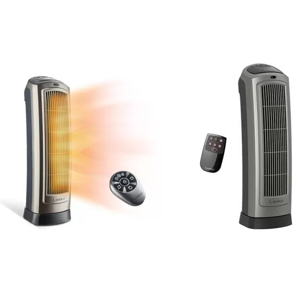 Lasko Oscillating Digital Ceramic Tower Heater for Home with Adjustable Thermostat, Timer and Remote Control, 23 Inches, 1500W, Silver, 755320, 8.5″L x 7.25″W x 23″H, Silver