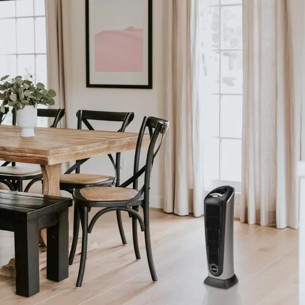 Lasko Oscillating Digital Ceramic Tower Heater for Home with Adjustable Thermostat, Timer and Remote Control, 23 Inches, 1500W, Silver, 755320, 8.5″L x 7.25″W x 23″H, Silver