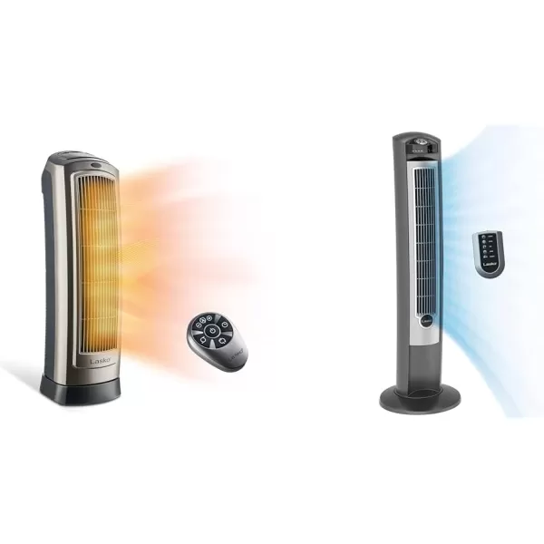 Lasko Oscillating Digital Ceramic Tower Heater for Home with Adjustable Thermostat, Timer and Remote Control, 23 Inches, 1500W, Silver, 755320, 8.5″L x 7.25″W x 23″H, Silver