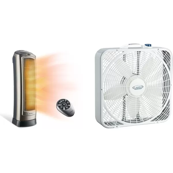 Lasko Oscillating Digital Ceramic Tower Heater for Home with Adjustable Thermostat, Timer and Remote Control, 23 Inches, 1500W, Silver, 755320, 8.5″L x 7.25″W x 23″H, Silver