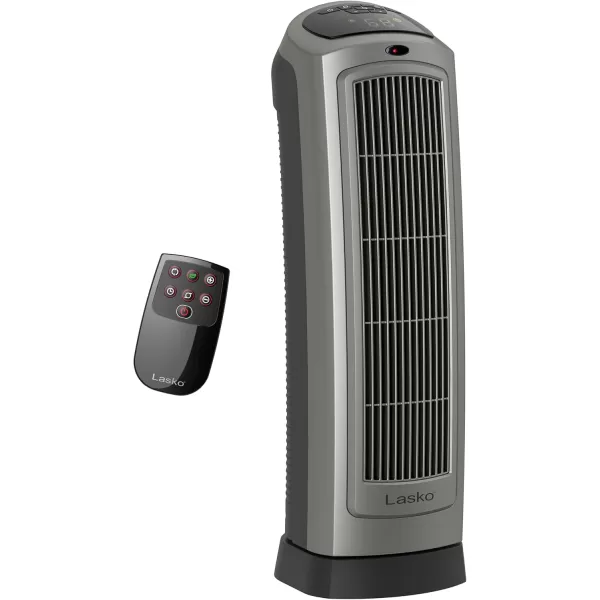 Lasko Oscillating Digital Ceramic Tower Heater for Home with Adjustable Thermostat, Timer and Remote Control, 23 Inches, 1500W, Silver, 755320, 8.5″L x 7.25″W x 23″H, Silver