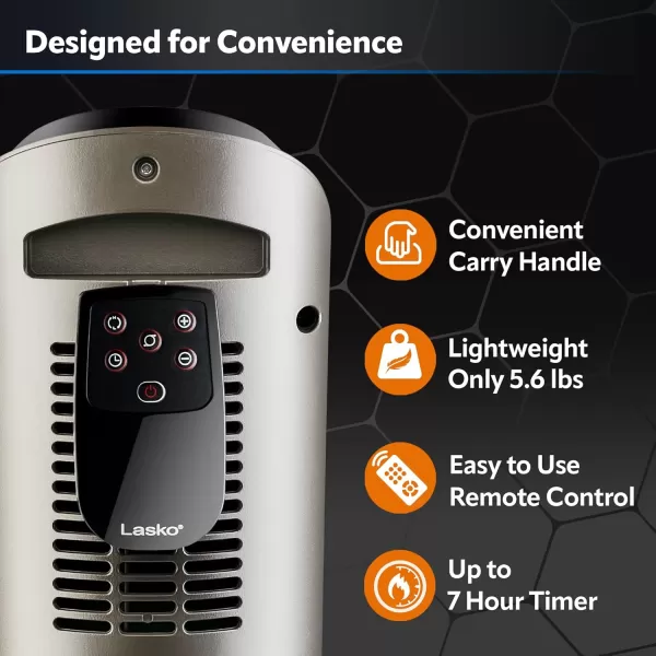 Lasko Oscillating Digital Ceramic Tower Heater for Home with Adjustable Thermostat, Timer and Remote Control, 23 Inches, 1500W, Silver, 755320, 8.5″L x 7.25″W x 23″H, Silver