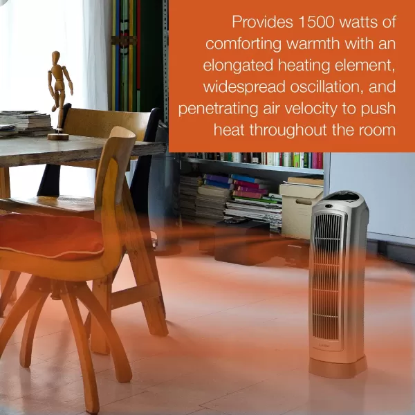 Lasko Oscillating Digital Ceramic Tower Heater for Large Rooms, with Adjustable Thermostat, Timer and Remote Control, 29 Inches, 1500W, Black, 5586