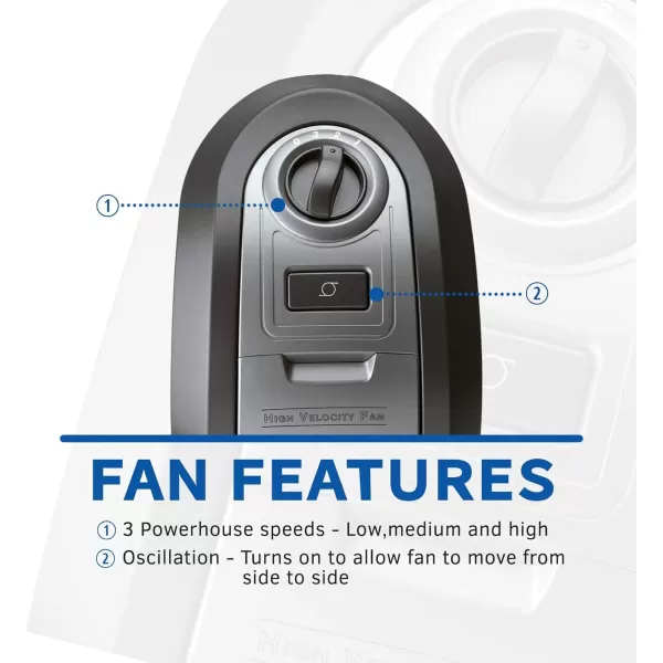 Lasko Oscillating High Velocity Fan, 3 Speeds, Handle, for bedroom, living room and home, 30", Gray, 4924