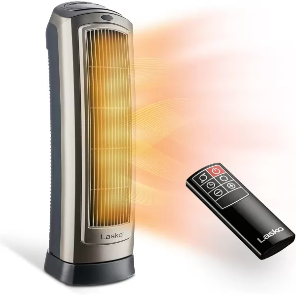 Lasko Oscillating High Velocity Tower Fan, Remote Control, Timer, 3 Powerful Speeds, for Garage, Basement and Gym, 35" Silver and Black, U35115, Large