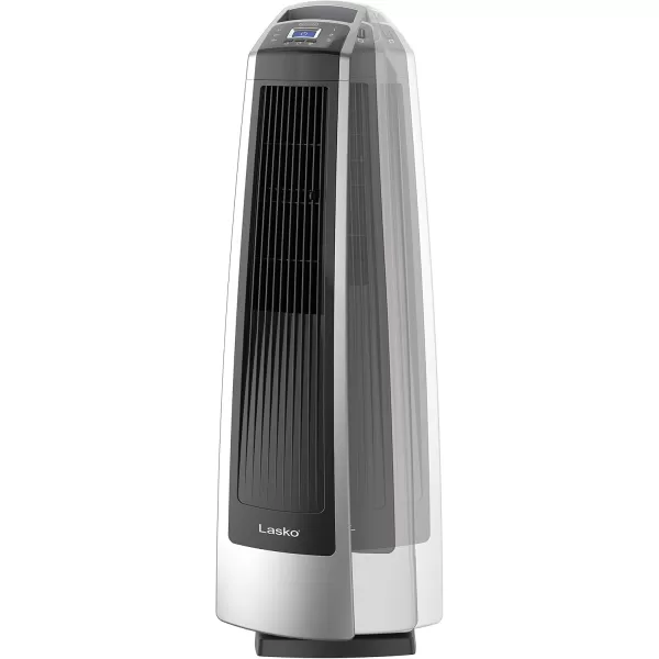 Lasko Oscillating High Velocity Tower Fan, Remote Control, Timer, 3 Powerful Speeds, for Garage, Basement and Gym, 35" Silver and Black, U35115, Large