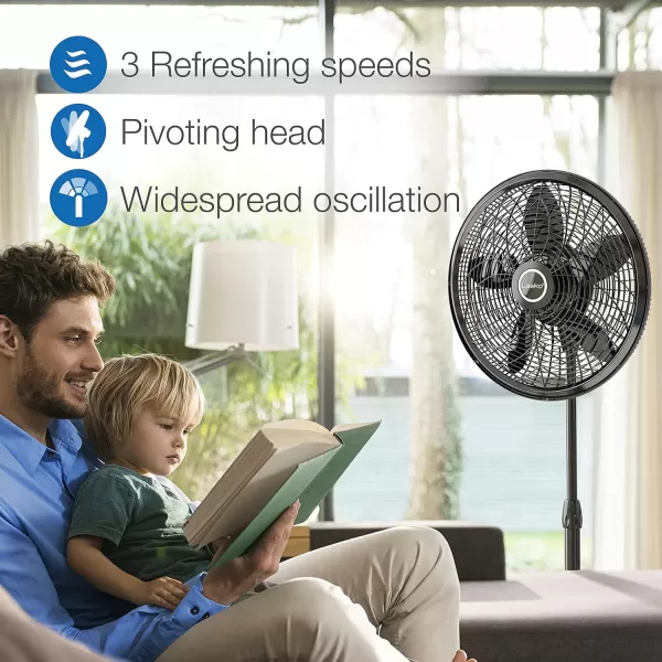 Lasko Oscillating Pedestal Fan, Adjustable Height, 3 Quiet Speeds, Timer, Remote Control for Bedroom, Living Room, Home Office and College Dorm Room, 52", Silver and Gray, 2535