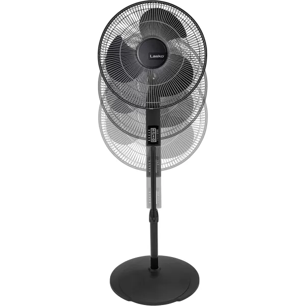 Lasko Oscillating Pedestal Fan, Thermostat, Adjustable Height, Remote Control, Timer, 4 Speeds, for Bedroom, Living Room, Office &amp; Dorm, 16", Black, S16612