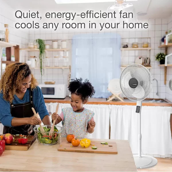 Lasko Oscillating Pedestal Fan, Thermostat, Adjustable Height, Remote Control, Timer, 4 Speeds, for Bedroom, Living Room, Office &amp; Dorm, 16", Black, S16612