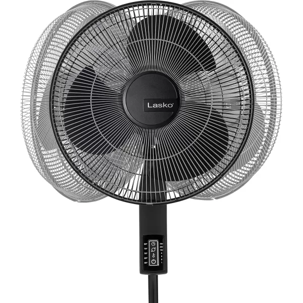 Lasko Oscillating Pedestal Fan, Thermostat, Adjustable Height, Remote Control, Timer, 4 Speeds, for Bedroom, Living Room, Office &amp; Dorm, 16", Black, S16612