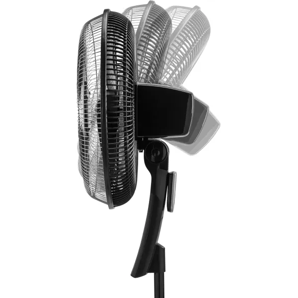 Lasko Oscillating Pedestal Fan, Thermostat, Adjustable Height, Remote Control, Timer, 4 Speeds, for Bedroom, Living Room, Office &amp; Dorm, 16", Black, S16612