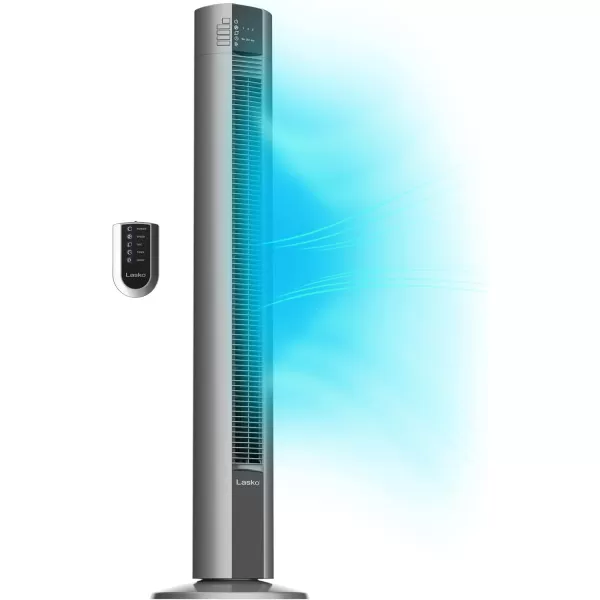 Lasko Oscillating Performance Tower Fan, Nighttime Setting, Remote Control, Timer, 3 Speeds, for Bedroom, Home and Office, 48", Gray, T48314