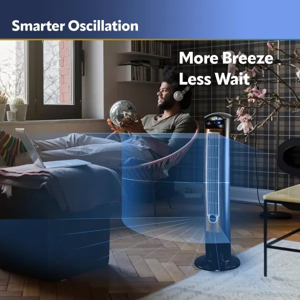 Lasko Oscillating Tower Fan, Remote Control, Ionizer, 3 Speeds, Timer, for Bedroom, Office, Kitchen 42", Black, T42950
