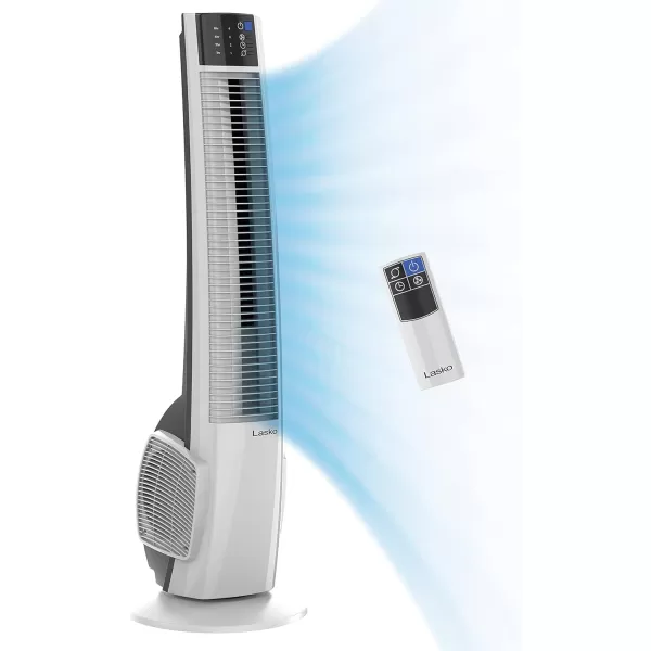 Lasko Oscillating Tower Fan, Remote Control, Timer, 4 Quiet Speeds, for Bedroom, Home Office and Kitchen, 38", White, T38400