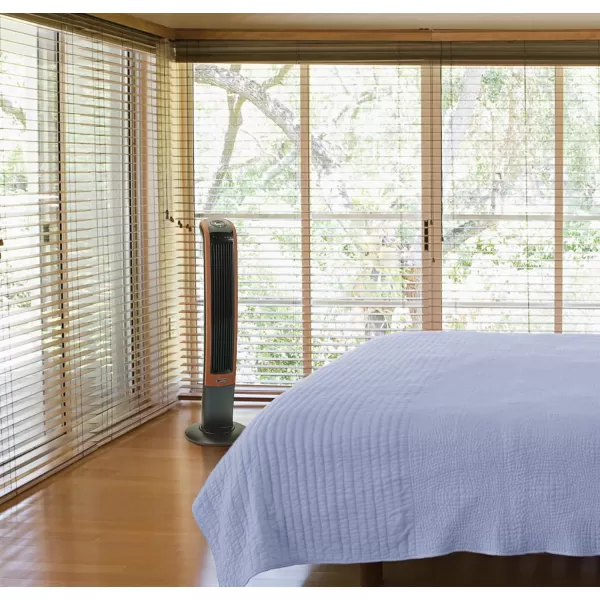 Lasko Oscillating Wind Curve Tower Fan, Bluetooth Technology, 3 Quiet Speeds, for Bedroom, Living Room &amp; Office, 42", Woodgrain, T42905