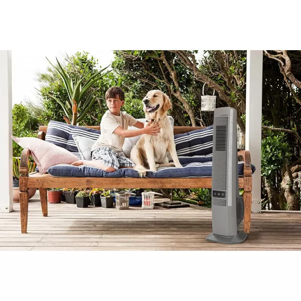 Lasko Outdoor Living Oscillating Tower Fan, for Decks, Patios and Porches, 10 Foot Power Cord, 4 Refreshing Speeds, 42", Grey, YF202