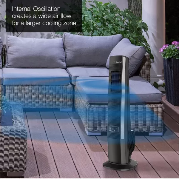 Lasko Outdoor Living Oscillating Tower Fan, for Decks, Patios and Porches, 10 Foot Power Cord, 4 Refreshing Speeds, 42", Grey, YF202