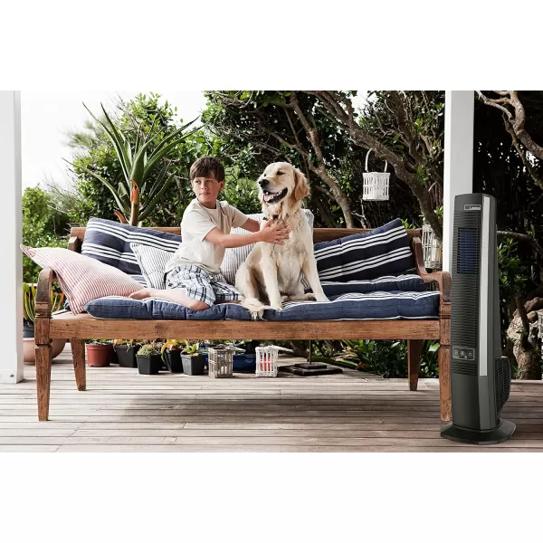 Lasko Outdoor Living Oscillating Tower Fan, for Decks, Patios and Porches, 10 Foot Power Cord, 4 Refreshing Speeds, 42", Grey, YF202