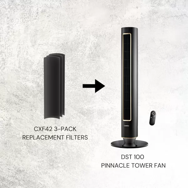 Lasko Pinnacle 40” Tower Fans for Home, 32 ft/s Airflow, Quiet 24dB on Low, 90° Oscillation, 24 Hour Timer, DC Motor, Air Filter for Hair &amp; Dust, Night Light, Remote, DST100