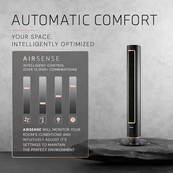 Lasko Pinnacle 40” Tower Fans for Home, 32 ft/s Airflow, Quiet 24dB on Low, 90° Oscillation, 24 Hour Timer, DC Motor, Air Filter for Hair &amp; Dust, Night Light, Remote, DST100