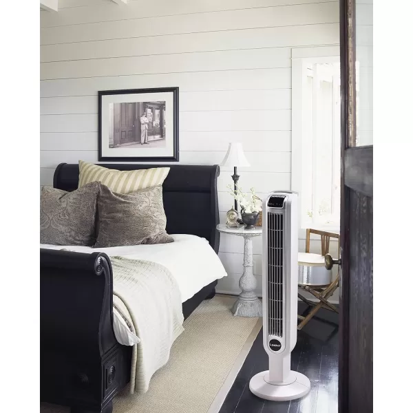 Lasko Portable 36" Oscillating 3-Speed Tower Fan with Remote Control and Timer for Bedroom and Home Office, White, 2510