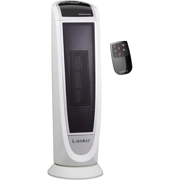 Lasko Portable Electric 1500 Watt Room Oscillating Ceramic Tower Space Heater with Remote, Adjustable Thermostat, Digital Controls, and Timer, Black