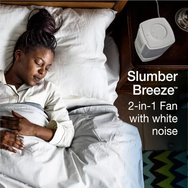 Lasko SB100 SlumberBreeze 2-in-1 Small Table Fan and White Noise Machine for Better Sleep in the Bedroom and Focus in the Home Office, Black