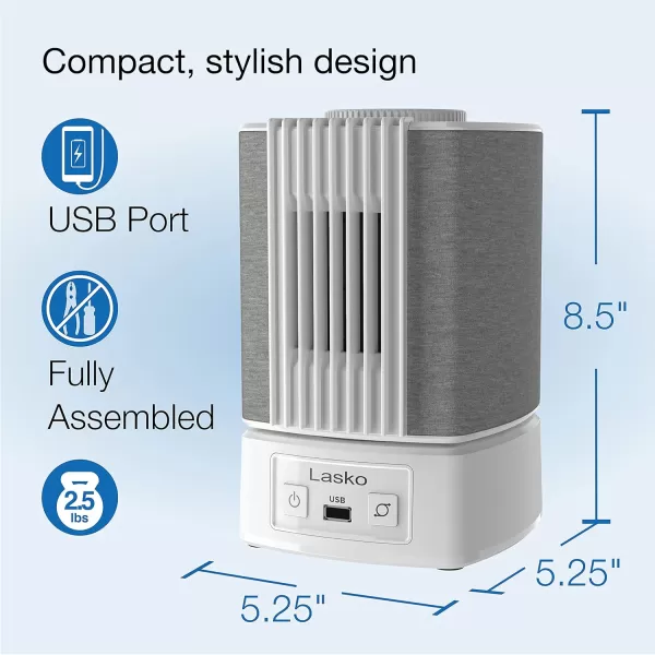 Lasko SB100 SlumberBreeze 2-in-1 Small Table Fan and White Noise Machine for Better Sleep in the Bedroom and Focus in the Home Office, Black