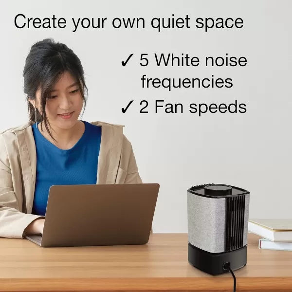Lasko SB100 SlumberBreeze 2-in-1 Small Table Fan and White Noise Machine for Better Sleep in the Bedroom and Focus in the Home Office, Black