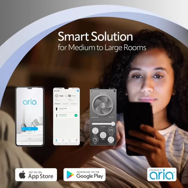 Lasko Smart Oscillating Tower Fan Powered by Aria, Wi-Fi Connected, Voice Controlled, Compatible with Alexa and Google Assistant, Timer, 5-Speeds, 40", White, T40735, Large