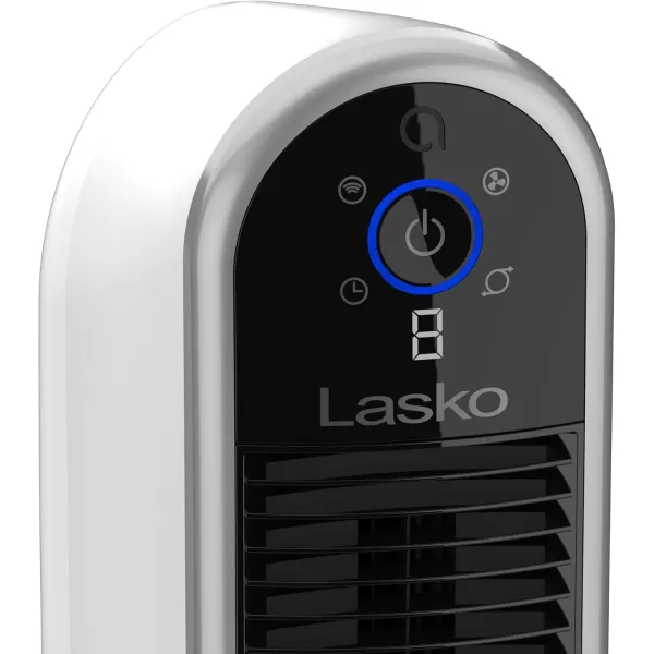 Lasko Smart Oscillating Tower Fan Powered by Aria, Wi-Fi Connected, Voice Controlled, Compatible with Alexa and Google Assistant, Timer, 5-Speeds, 40", White, T40735, Large