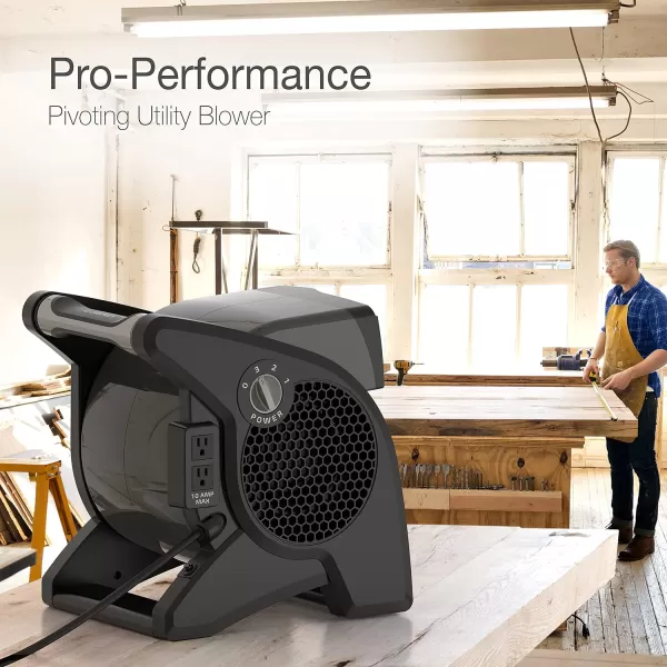 Lasko U15617 High Velocity Pro-Performance Pivoting Utility Fan for Cooling, Ventilating, Exhausting and Drying at Home, Job Site and Work Shop, 14.5, Black, Grey