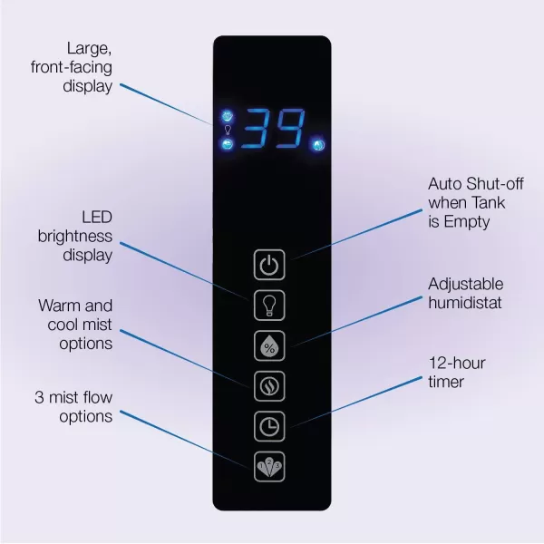 Lasko UH300 Warm and Cool Humidistat and Timer, Quiet, Soothing Ultrasonic Dual Mist Humidifiers for Baby Nursery, Bedroom, Kids, Large Room and Home, 4.9L Tank, No Filter, White