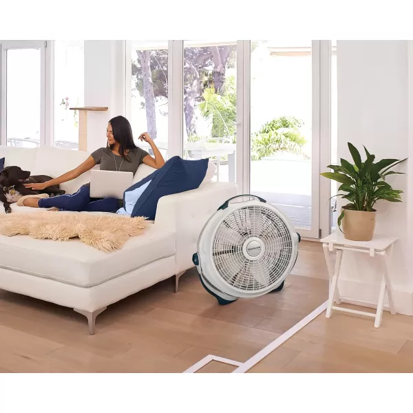 Lasko Wind Machine Air Circulator Floor Fan, 3 Speeds, Pivoting Head for Large Spaces, 20", 3300, White