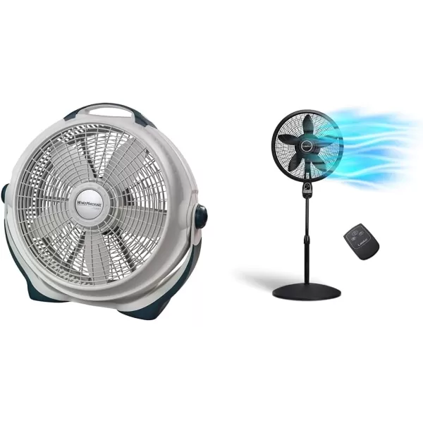 Lasko Wind Machine Air Circulator Floor Fan, 3 Speeds, Pivoting Head for Large Spaces, 20", 3300, White