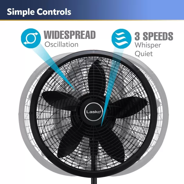 Lasko Wind Machine Air Circulator Floor Fan, 3 Speeds, Pivoting Head for Large Spaces, 20", 3300, White