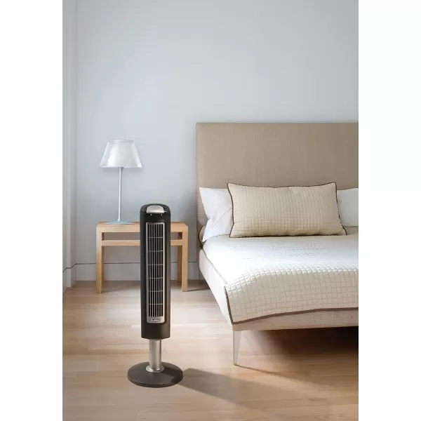 Lasko Wind Tower Oscillating Tower Fan, Remote Control, Timer, 3 Quiet Speeds, for Bedroom, Living Room and Office, 38" Gray, 2519