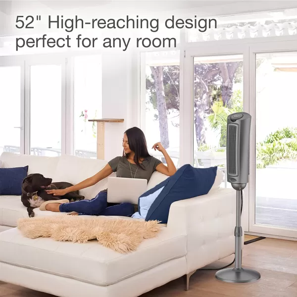Lasko Wind Tower Oscillating Tower Fan, Remote Control, Timer, 3 Quiet Speeds, for Bedroom, Living Room and Office, 38" Gray, 2519