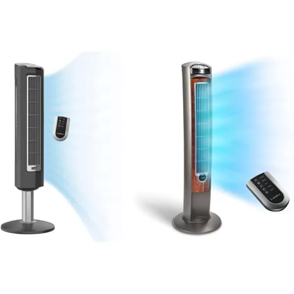 Lasko Wind Tower Oscillating Tower Fan, Remote Control, Timer, 3 Quiet Speeds, for Bedroom, Living Room and Office, 38" Gray, 2519